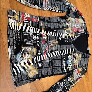 John Galliano Chic Black and White Textured Top Italy Suede